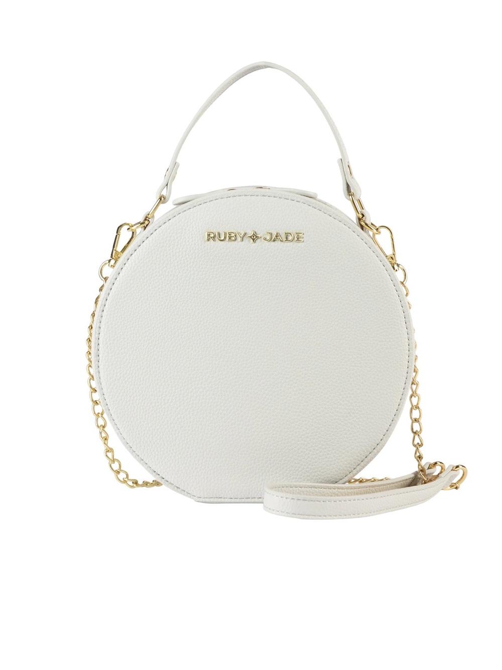 Ruby + Jade White Round Top-Handle Crossbody Bag